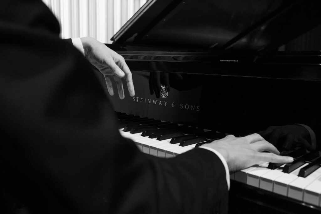 Musician hands on a Steinway & Sons piano, Photograph for Lin Linder Duo in Tucson, Arizona by Fletcher and Co photographers