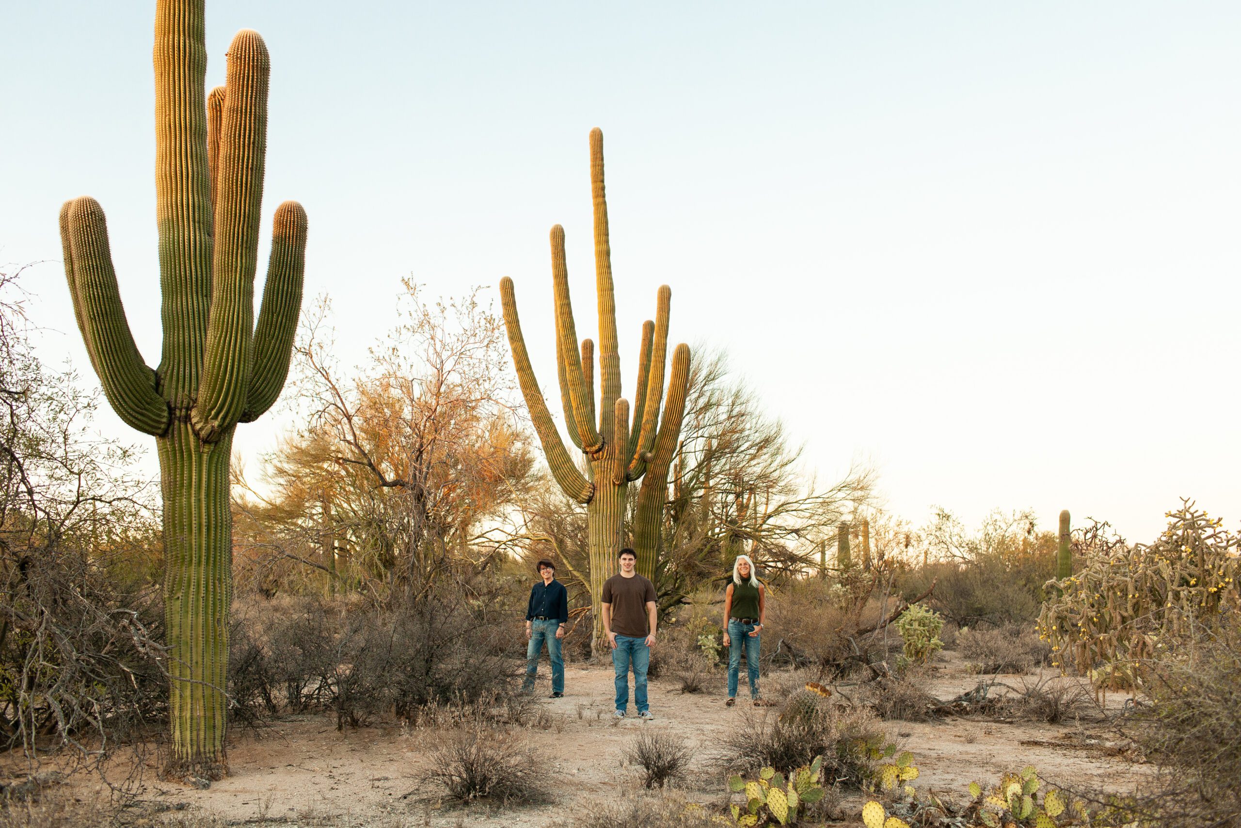 Family session at home in the desert before son leaves for college