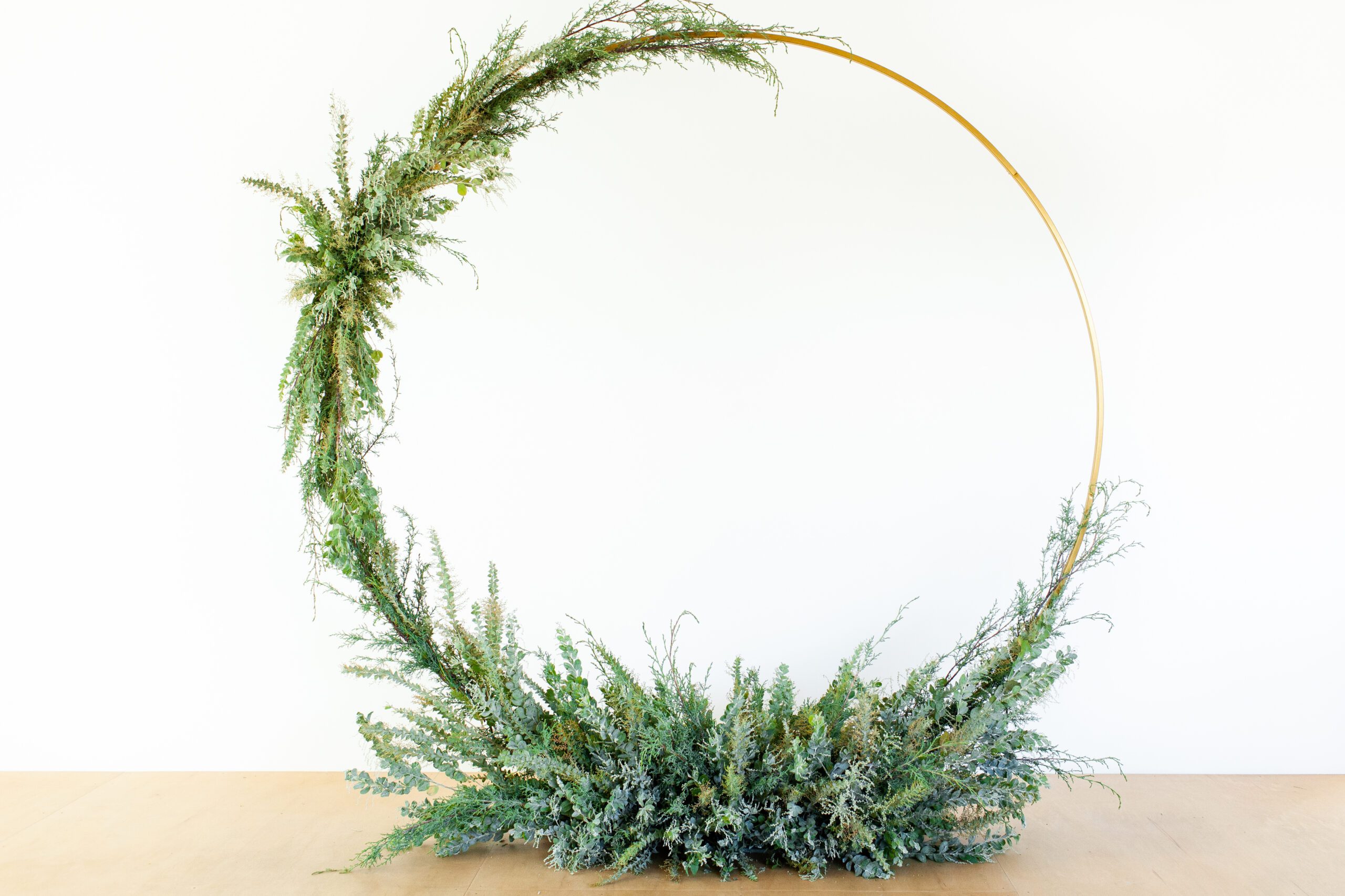 Botanical floral oversized brass hoop for Fletcher and Co Holiday Kids portrait event 2024