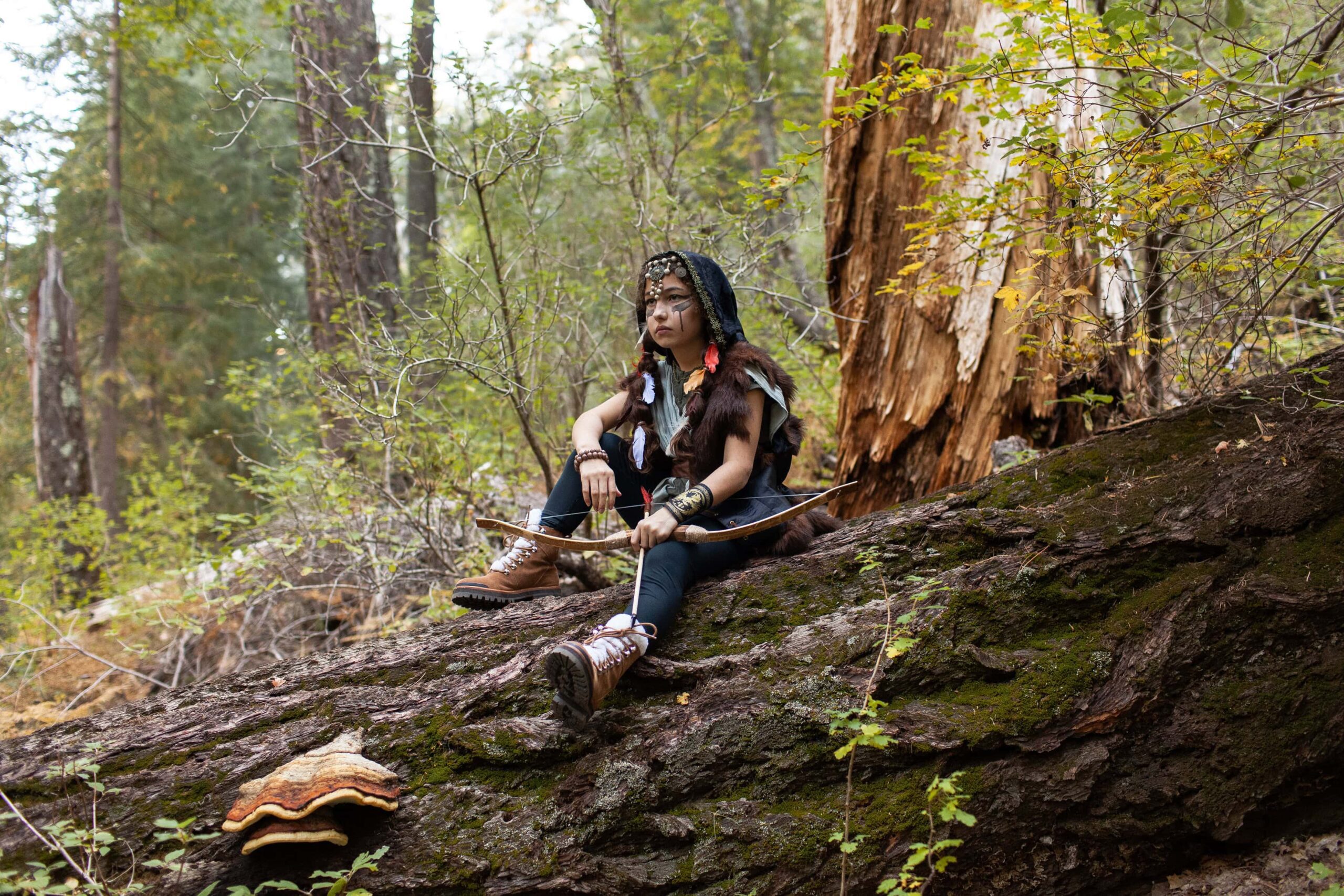 Halloween costume viking mountain explorer photoshoot