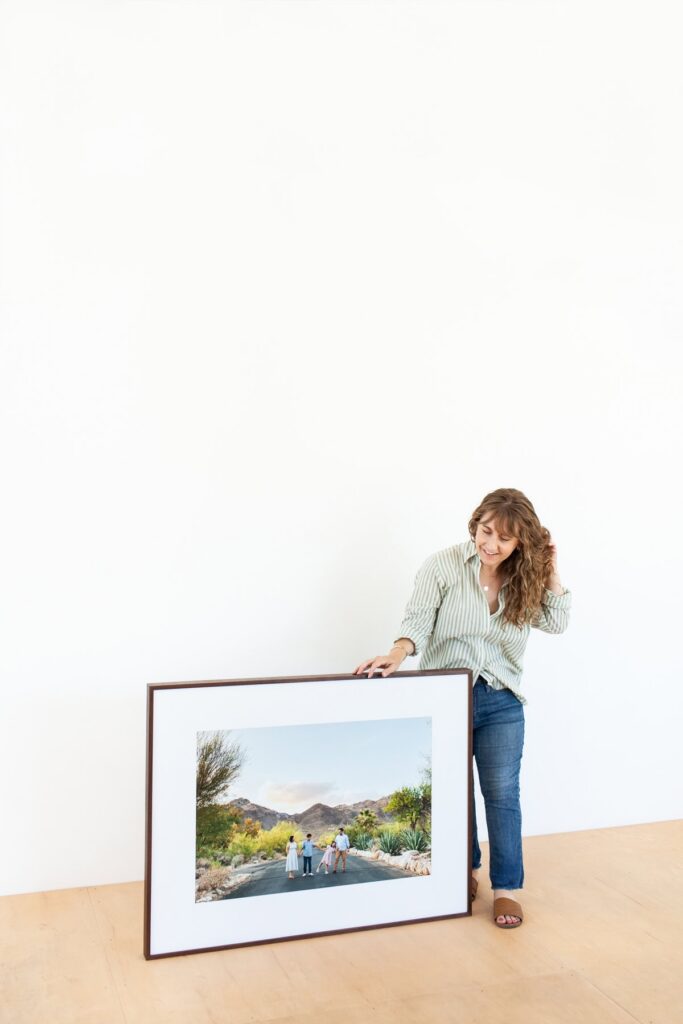 Framed heirloom family portrait displayed in Tucson photography studio with owner Casia Fletcher